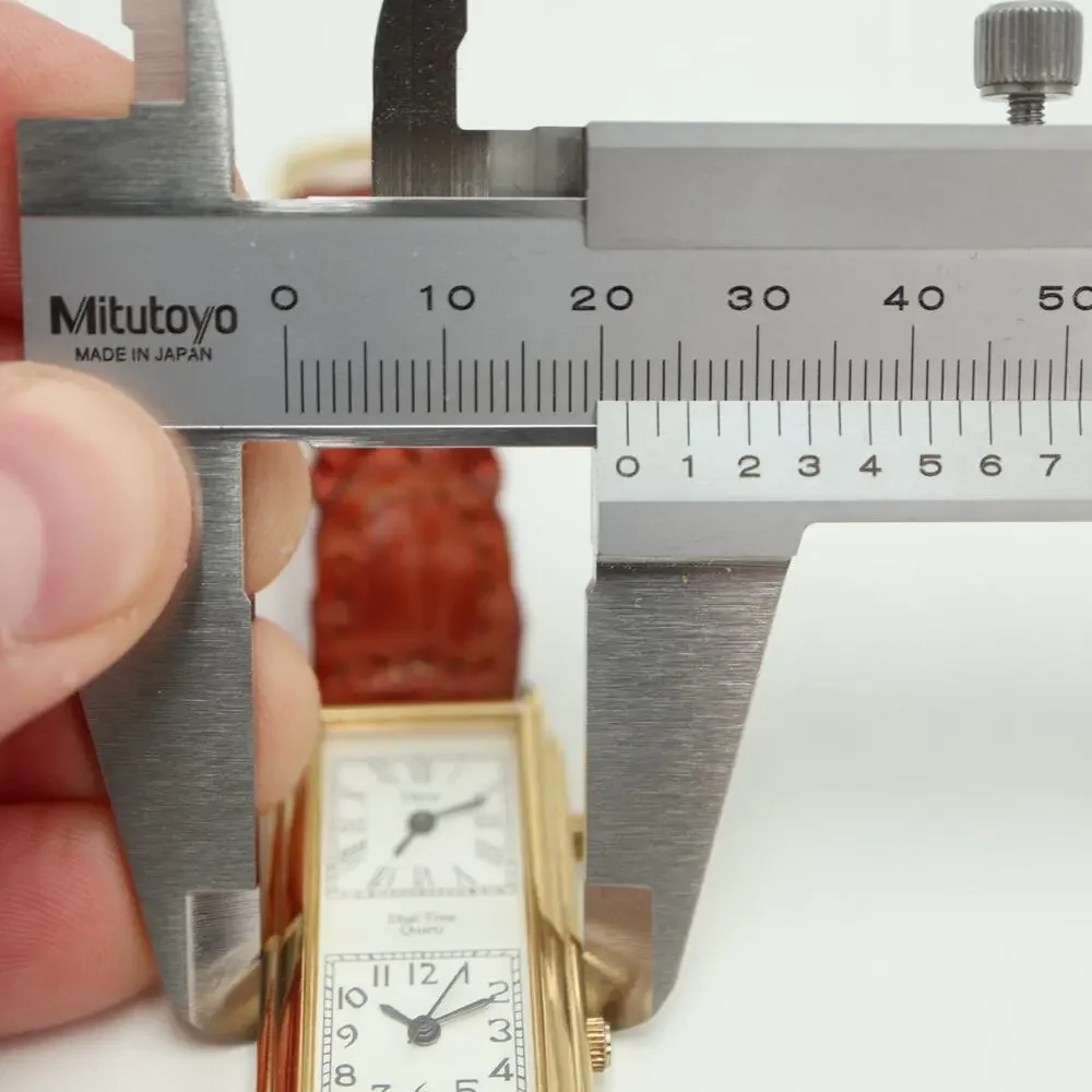 Vintage Orvis Dual Time Gold Tone 22mm Watch Brown Braid Leather w New Battery